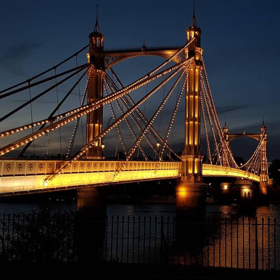 Albert Bridge in London illuminated with festoon lighting