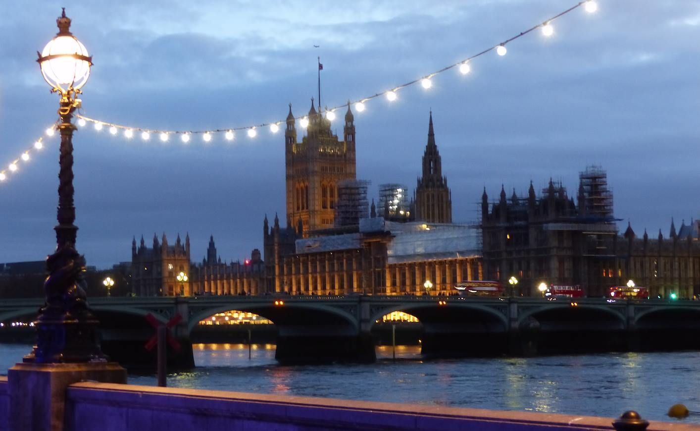 Festoon lighting on Southbank, London