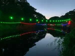 Festoon lighting in Peasholme Park, Scarborough